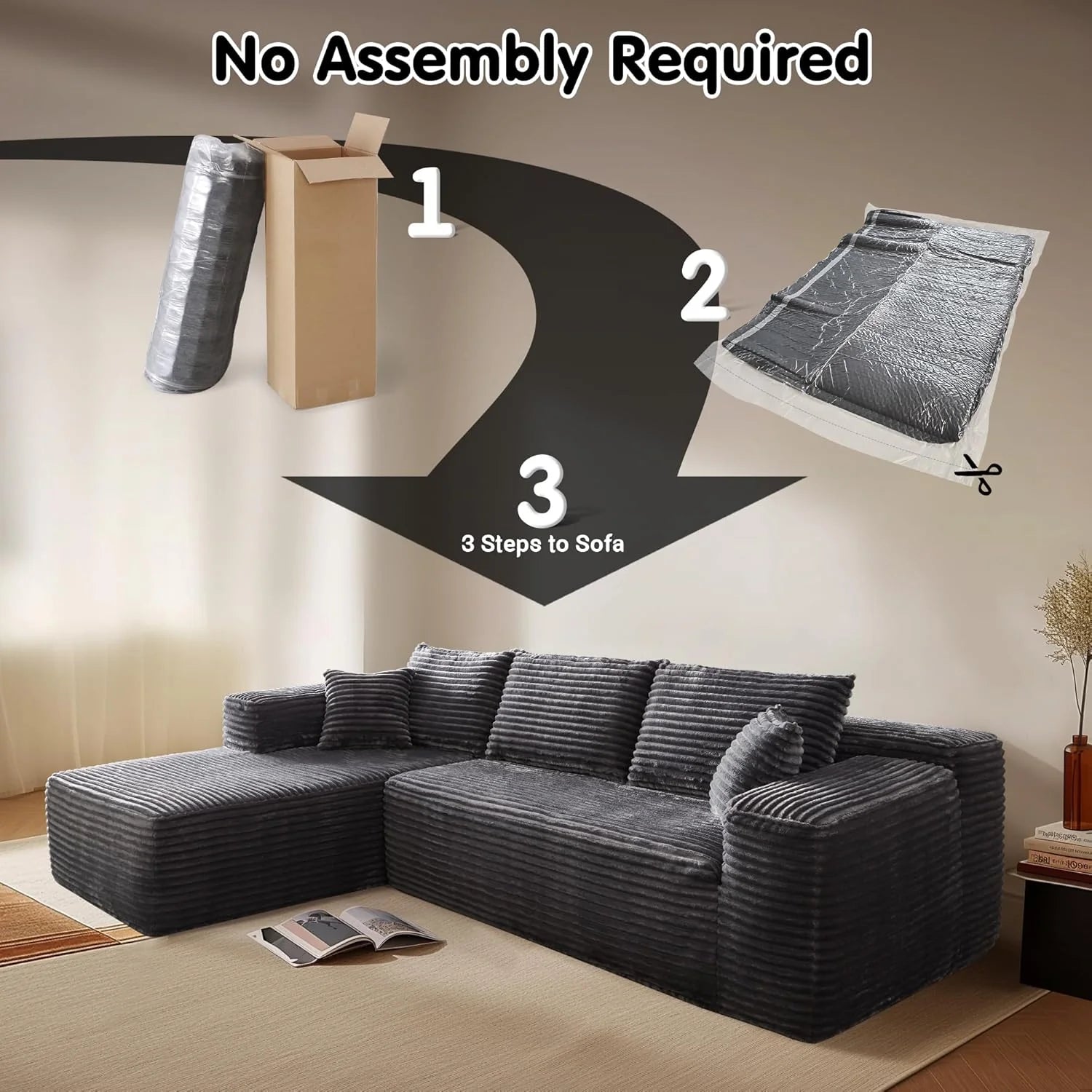 Ovios 104 Cloud Section Sofa L-shaped lounge chair, modern modular sofa