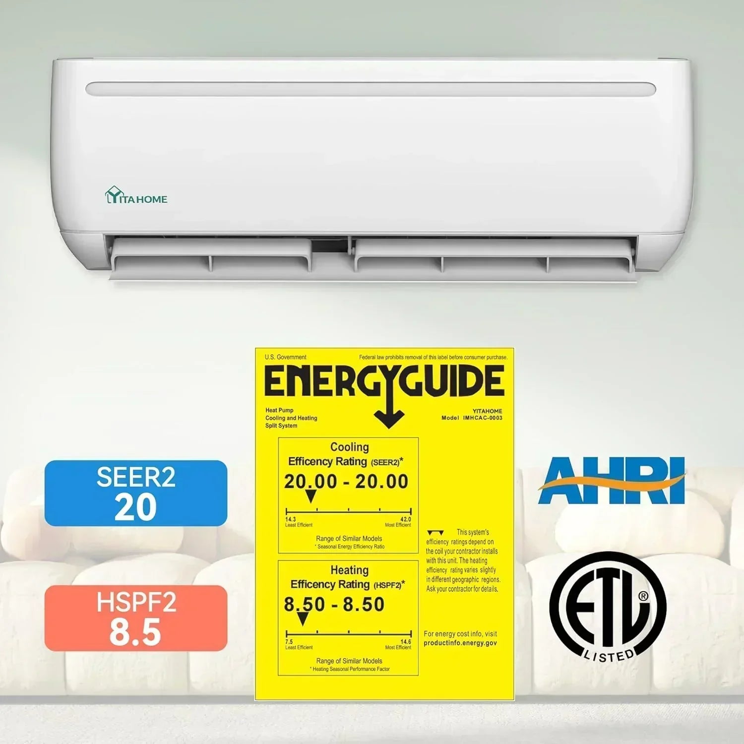 12000 BTU Mini Split Air Conditioner Heat Pump System Wifi Enabled 20 SEER2 115V Inverter Ductless