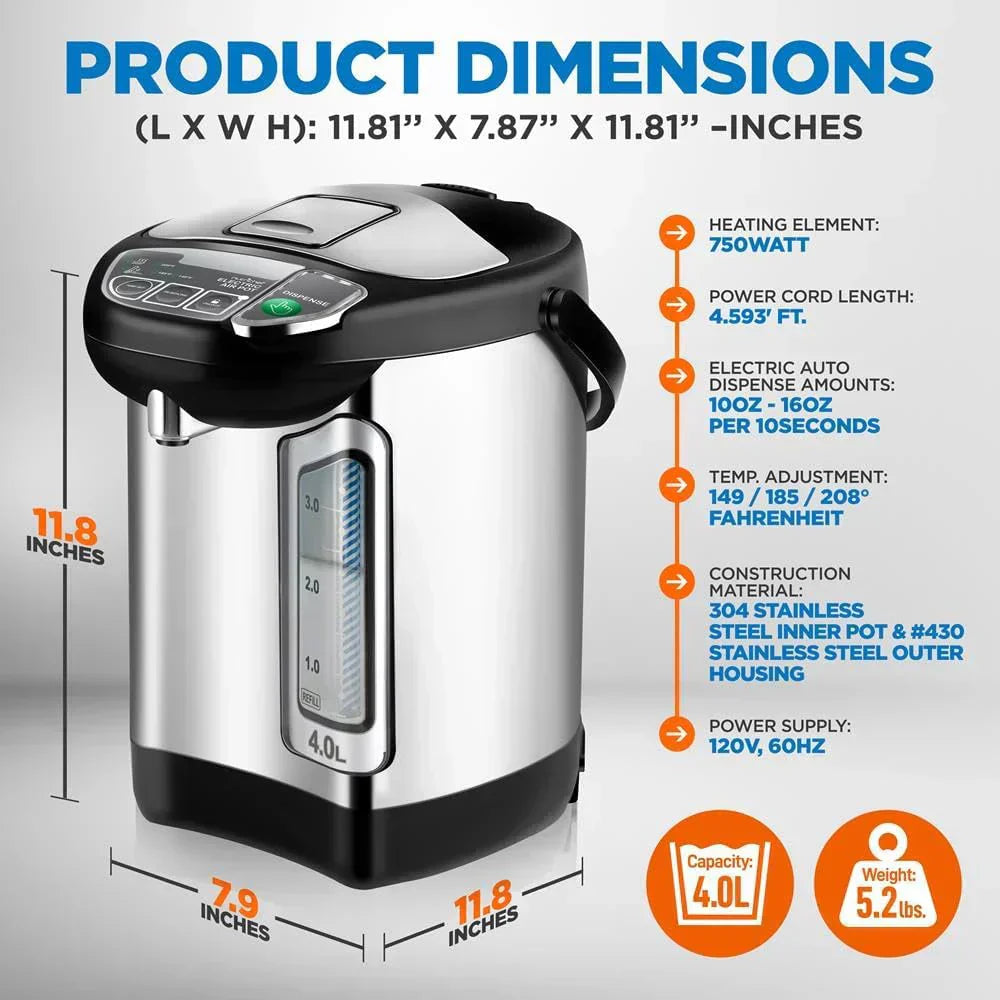 NutriChef Water Heater and Hot Water Dispenser 8L Electric Beverage Dispenser