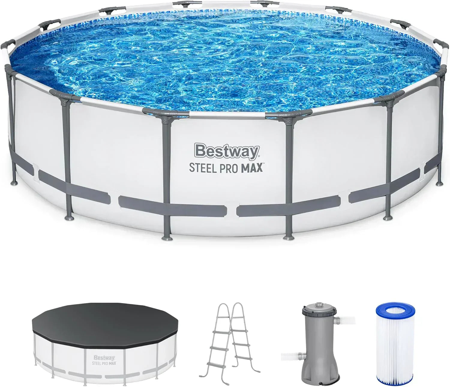 Steel Pro MAX 10 Foot x 30 Inch Round Metal Frame Above Ground Backyard Swimming Pool Set