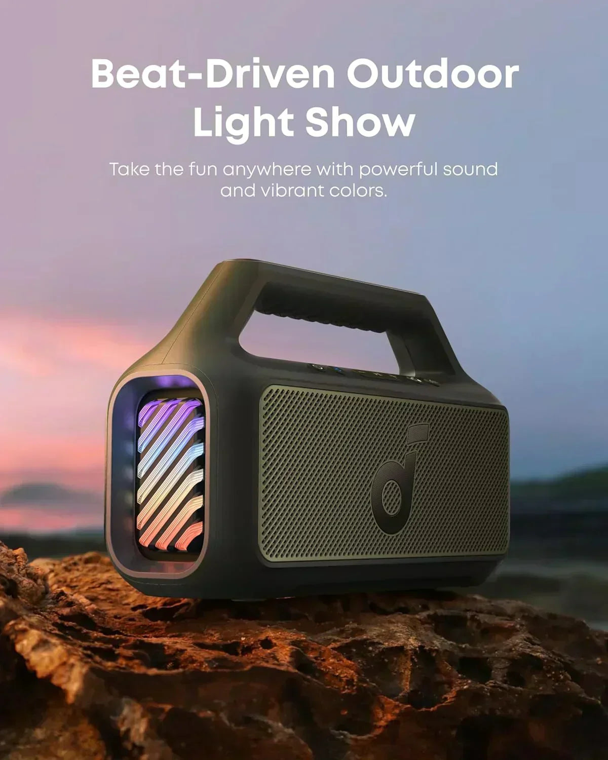 Outdoor Speaker 80W Subwoofer BassUp 2.0 24H Playtime IPX7 Waterproof Floatable RGB Lights