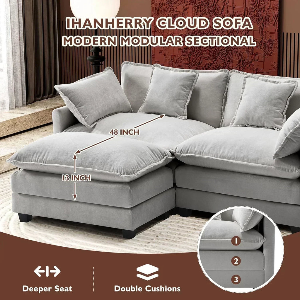 ihanherry 146-inch U-shaped modern sofa modular area cloud sofa