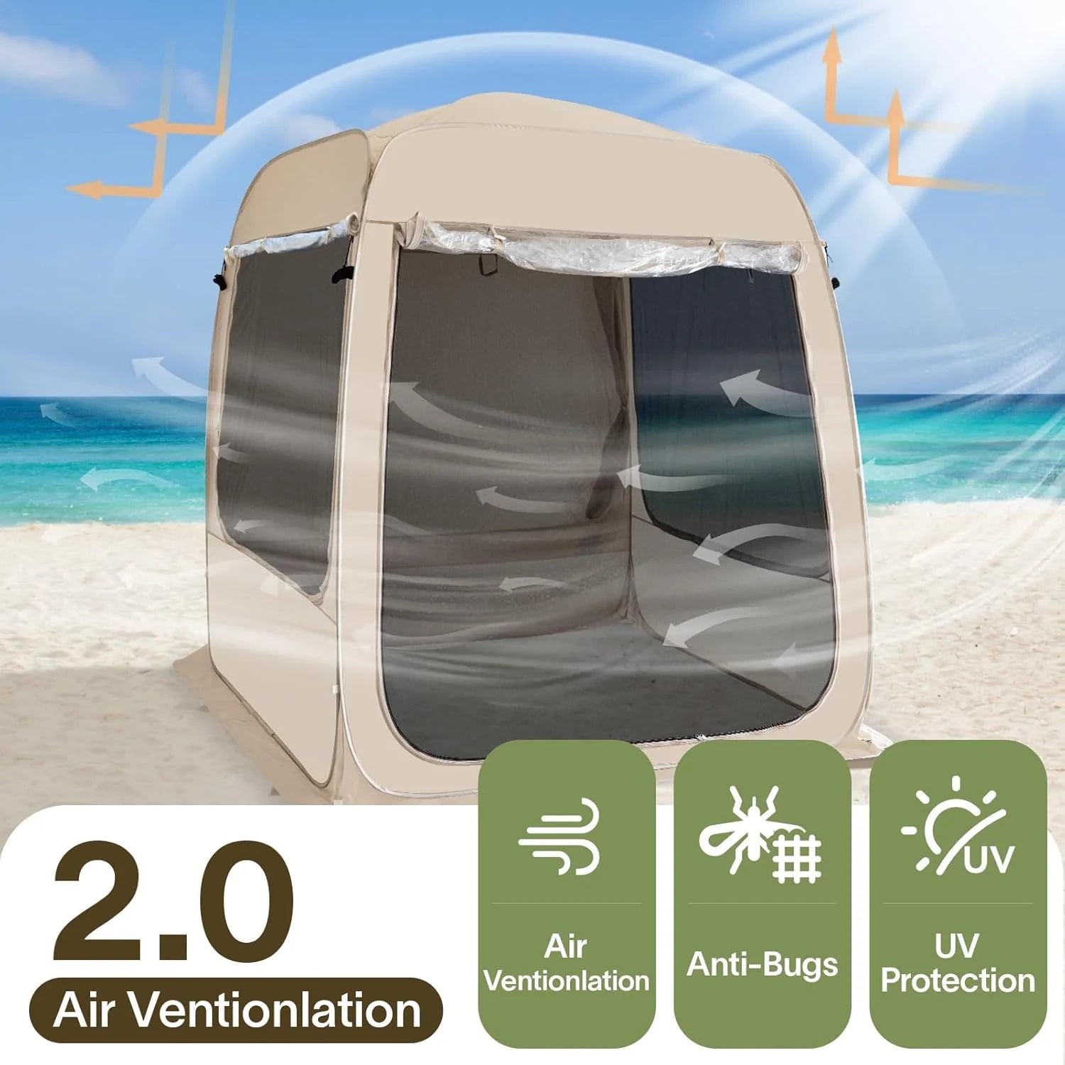 Screen gazebo, sleeps 6-10-15 people Igloo-style canopy tent with mosquito net on the sides Perfect for garden, patio, backyard
