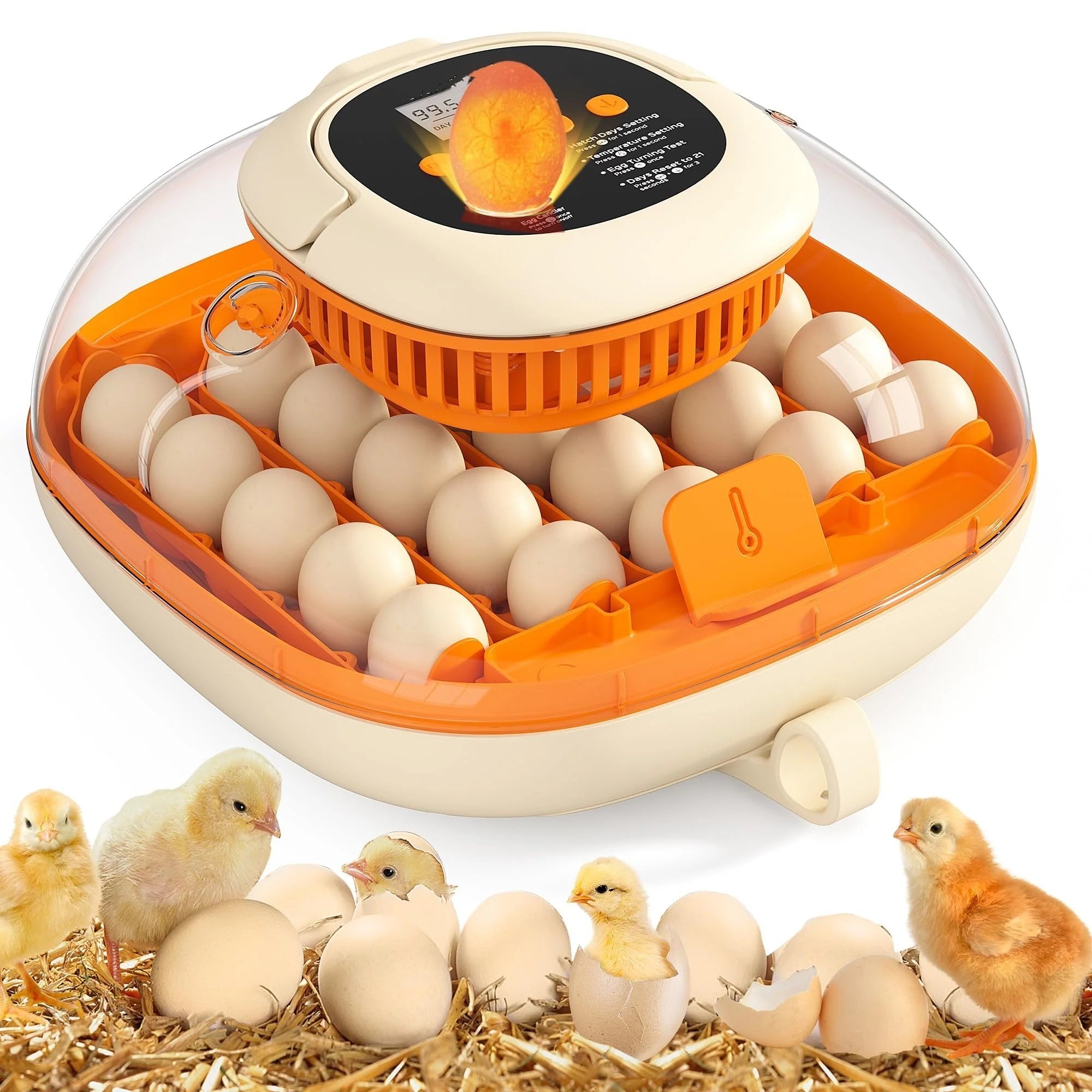[2024 Upgrade] 25 Egg Incubator, Automatic Egg Turner with Thermometer Seat and Humidity Control, Egg Candler, 360�� View with Clear Window, Incubators for Hatching Chicks