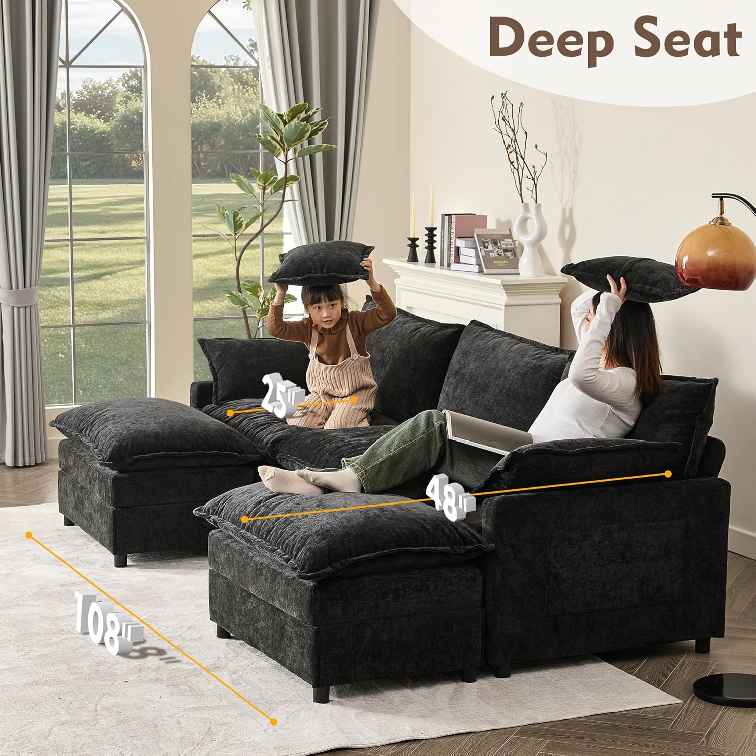 108 U-shaped sofa modular sofa three-seater comfortable cloud sofa