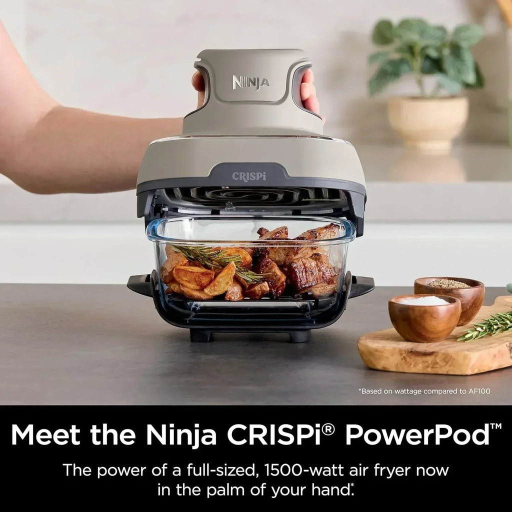 Ninja Crispi 4 in 1 Portable Glass Air Fryer Cooking System 4QT 6 Cup TempWare Glass Containers