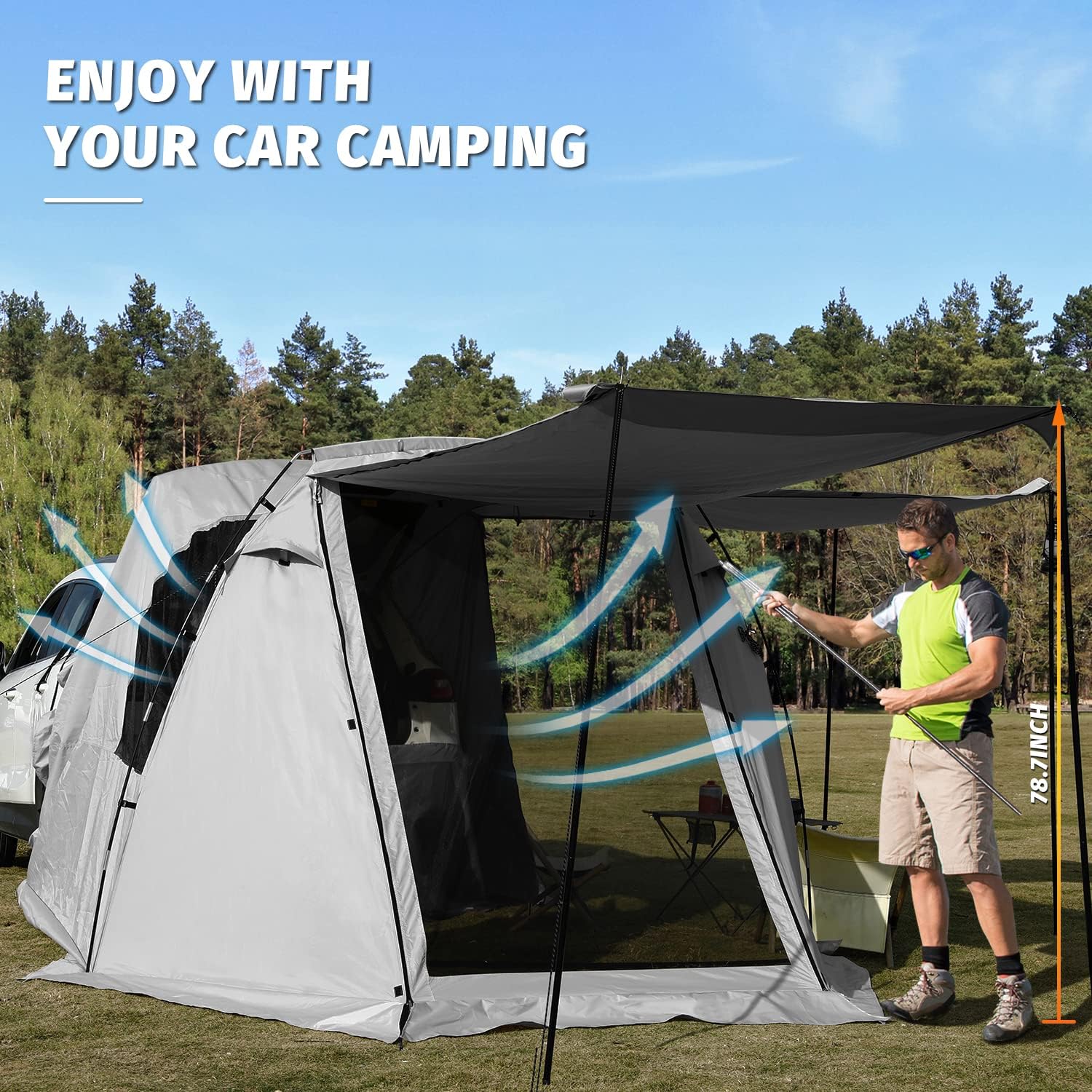 KAMPKEEPER SUV Car Tent Tailgate Shade Awning Tent for Camping Vehicle Camping Tents