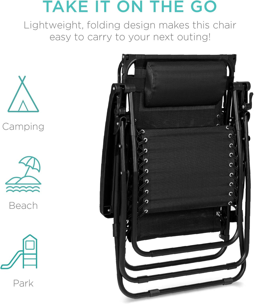 Best Choice Products Folding Zero Gravity Recliner Patio Lounge Chair Adjustable Canopy Shade