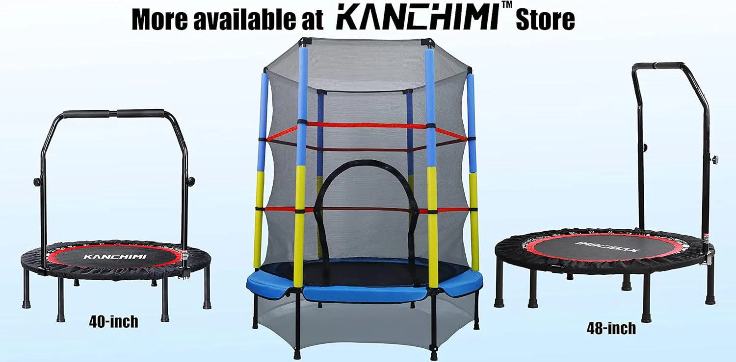 Kanchimi 40 48 Folding Mini Fitness Indoor Exercise Workout Rebounder Trampoline with Handle, Max Load 330lbs