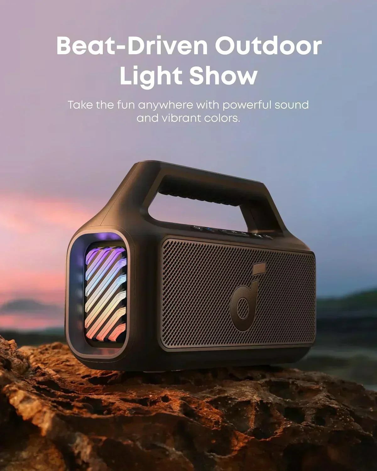 Outdoor Speaker 80W Subwoofer BassUp 2.0 24H Playtime IPX7 Waterproof Floatable RGB Lights