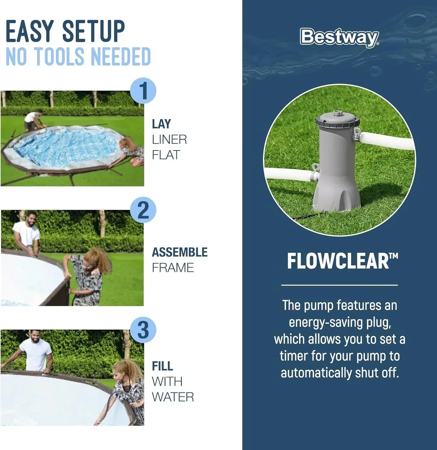Power Steel Round Above Ground Outdoor Backyard Swimming Pool Set 1,000 GPH Filter Pump