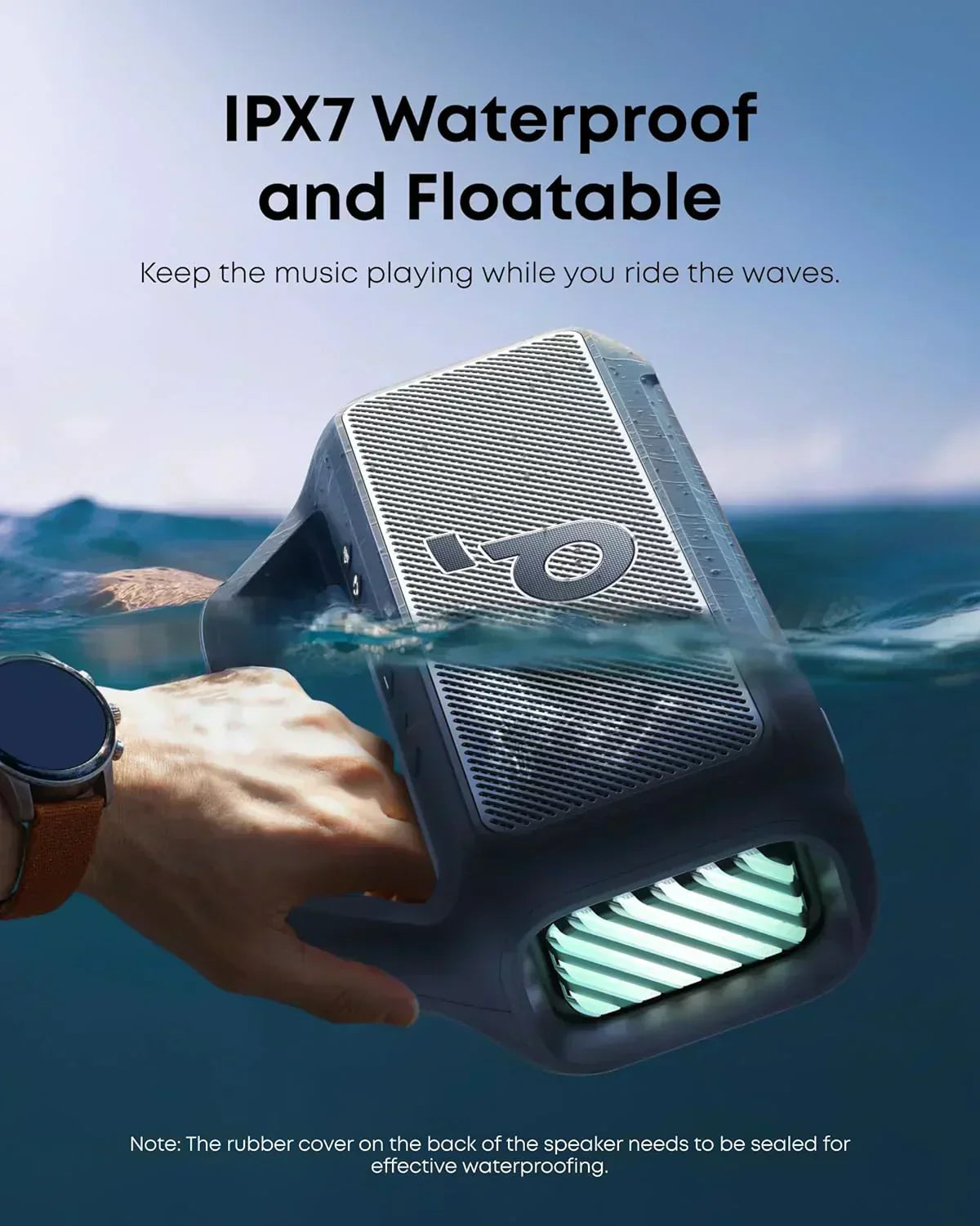 Outdoor Speaker 80W Subwoofer BassUp 2.0 24H Playtime IPX7 Waterproof Floatable RGB Lights
