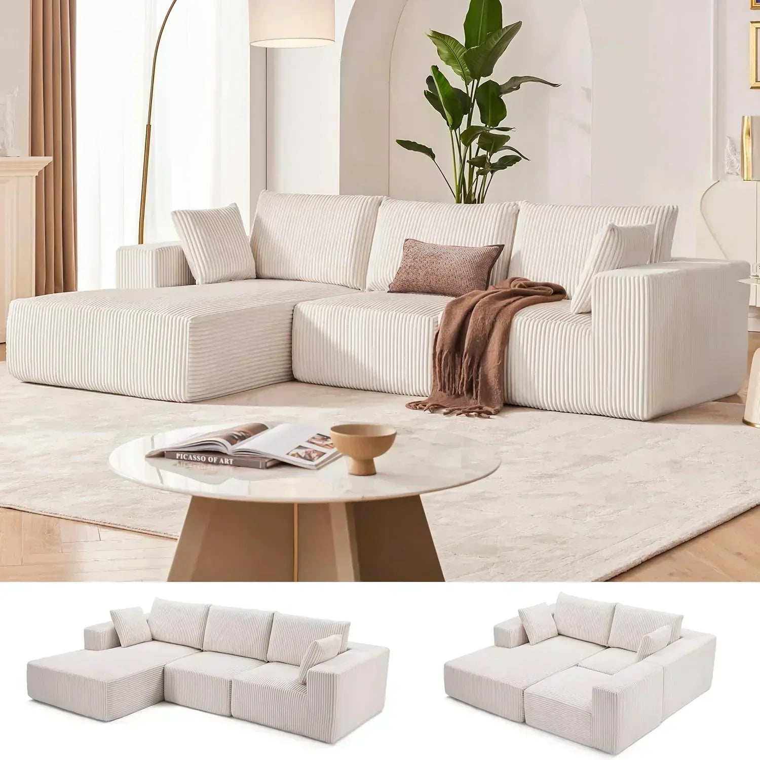 108-inch modular sofa cloud modular sofa with deep seat and reclining chair upholstered sofa