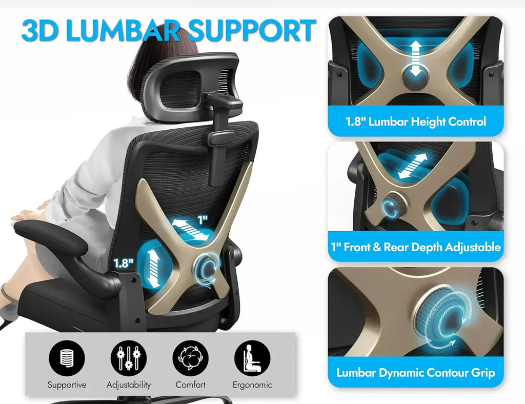 Office computer desk and chair gaming chair with lumbar support and headrest