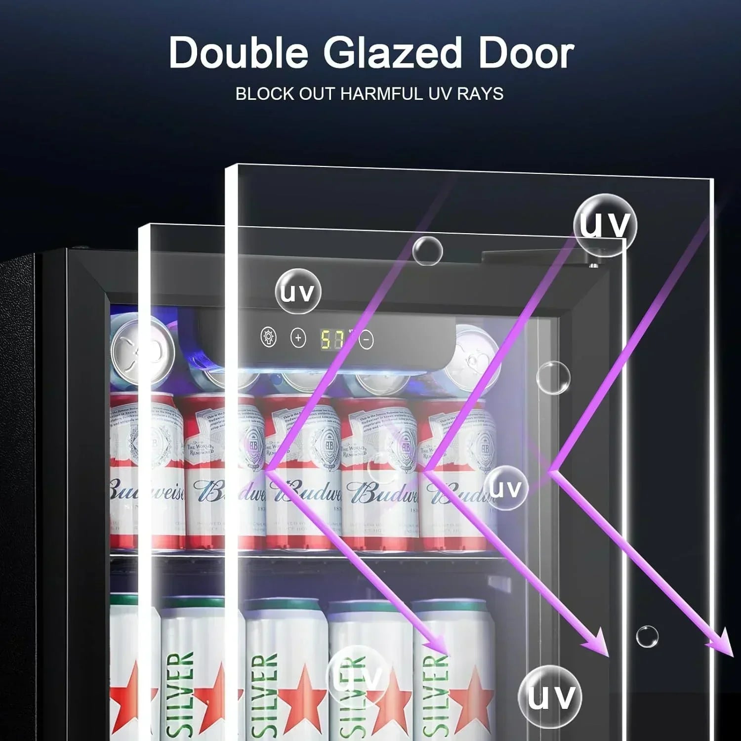 Antarctic Star Beverage Refrigerator Cooler 68 Can Mini Fridge with Glass Door for Beer Drinks Wine