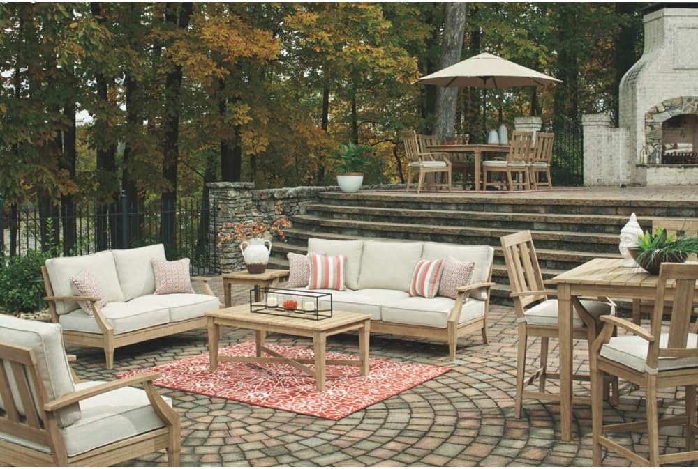 Coastal view outdoor terrace eucalyptus sofa