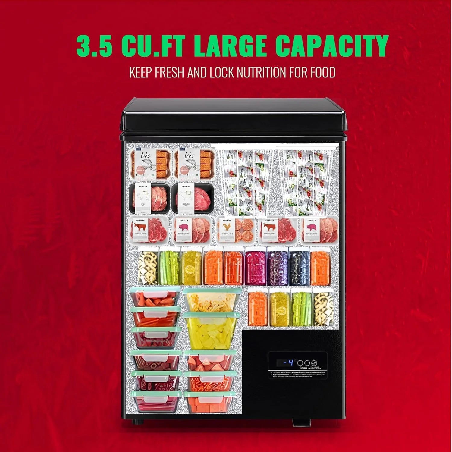 Chest Freezer 5.0Cubic Feet Deep Freezer Freestanding Freezers Removable Stainless Steel Basket