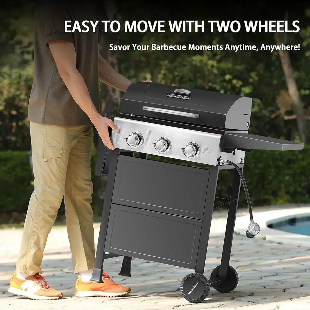 3 Burner BBQ Propane Gas Grill Stainless Steel 30,000 BTU Patio Garden Barbecue Grill