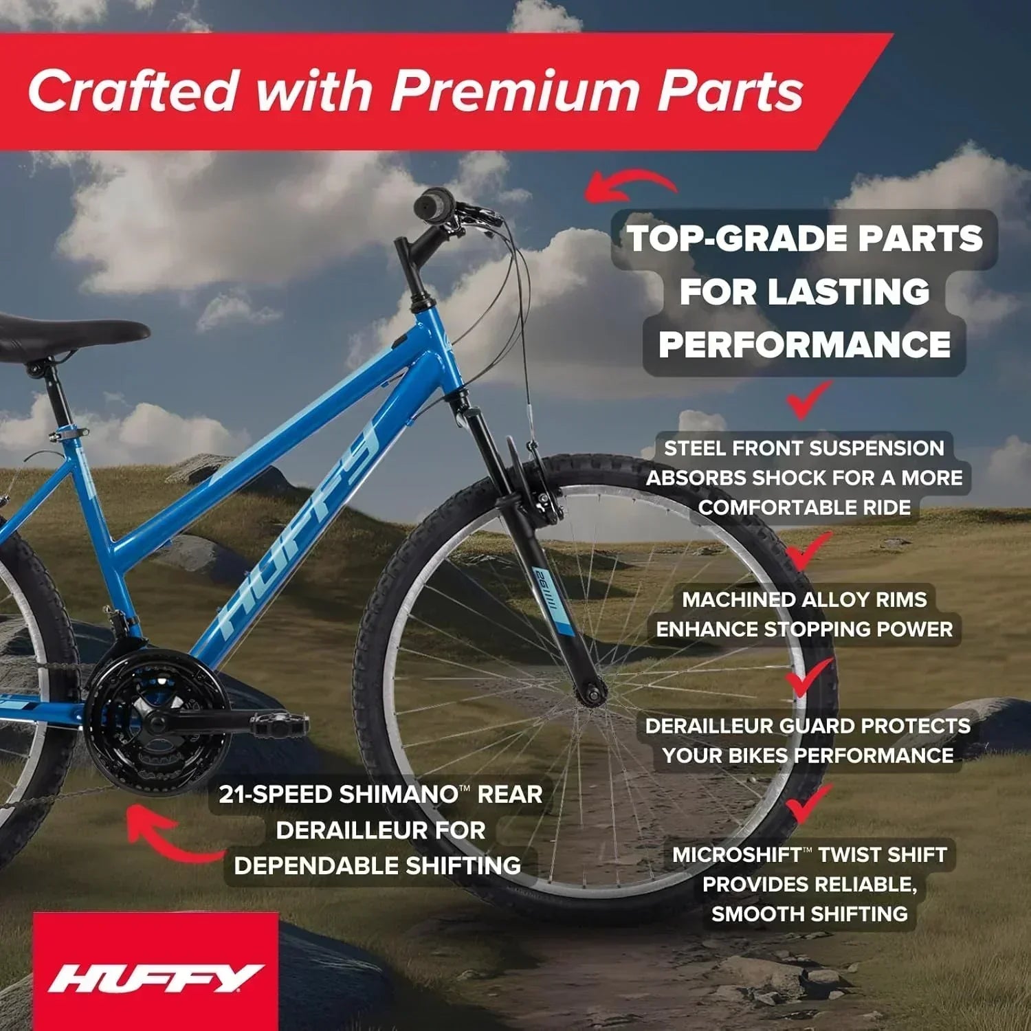 Huffy Stone Mountain Hardtail Mountain Bike for Boys/Girls/Men/Women 20/24/26 Sizes