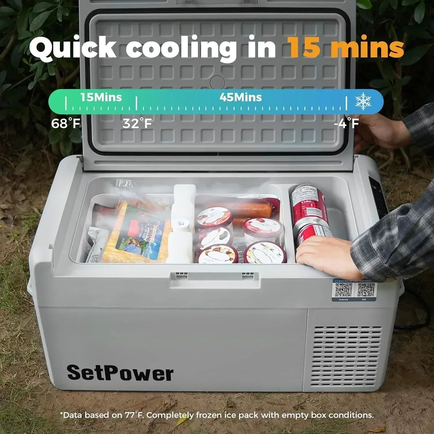 12V Refrigerator 21 Quart Portable Freezer 50 Hours Keep Cool Electric Cooler Car Refrigerator