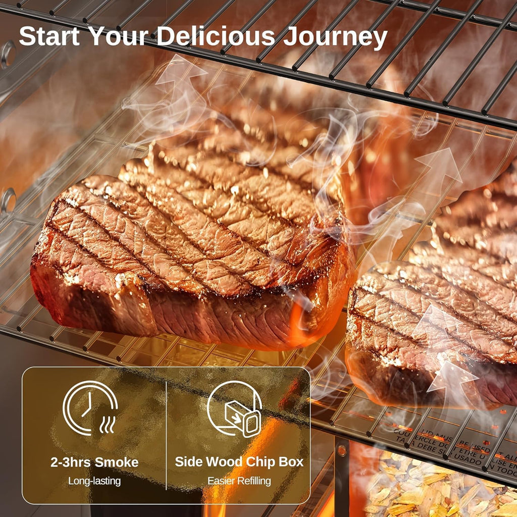 EAST OAK 30 Outdoor Electric Smoker | Built-in meat probe, smokes up to 6 times longer in a single load, side loader for uninterrupted smoking