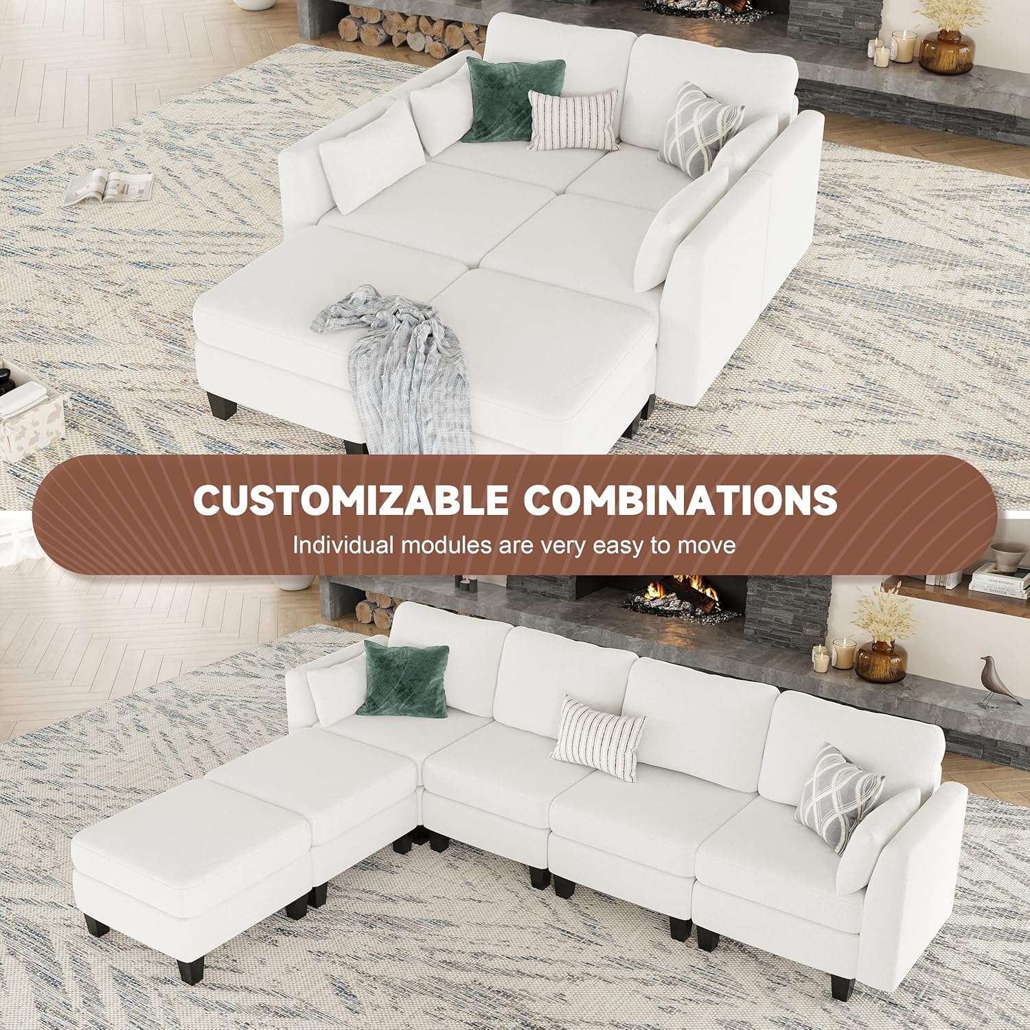 Modular Sectional Sof Convertible U Shaped Sofa Couch with High Density Memory Foam