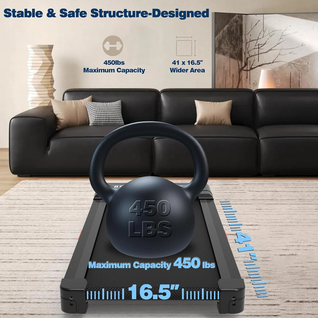 Walking Pad Treadmill with 12% 9-Level Auto Incline, 450 lbs Capacity RGB LED Screen, Bluetooth Speaker Under Desk Treadmill, Compact Treadmills for Home Hiking