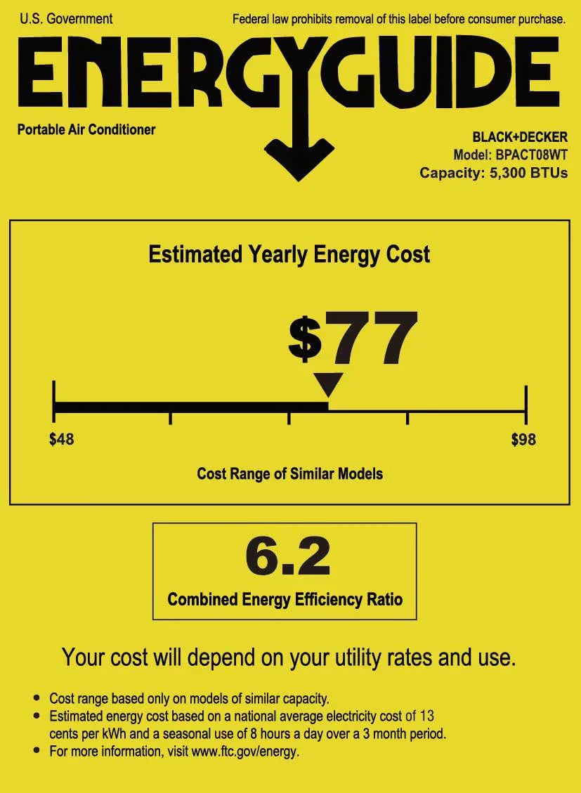BLACK+DECKER 10,000 BTU Portable Air Conditioner for Rooms up to 450 Sq with Remote Control