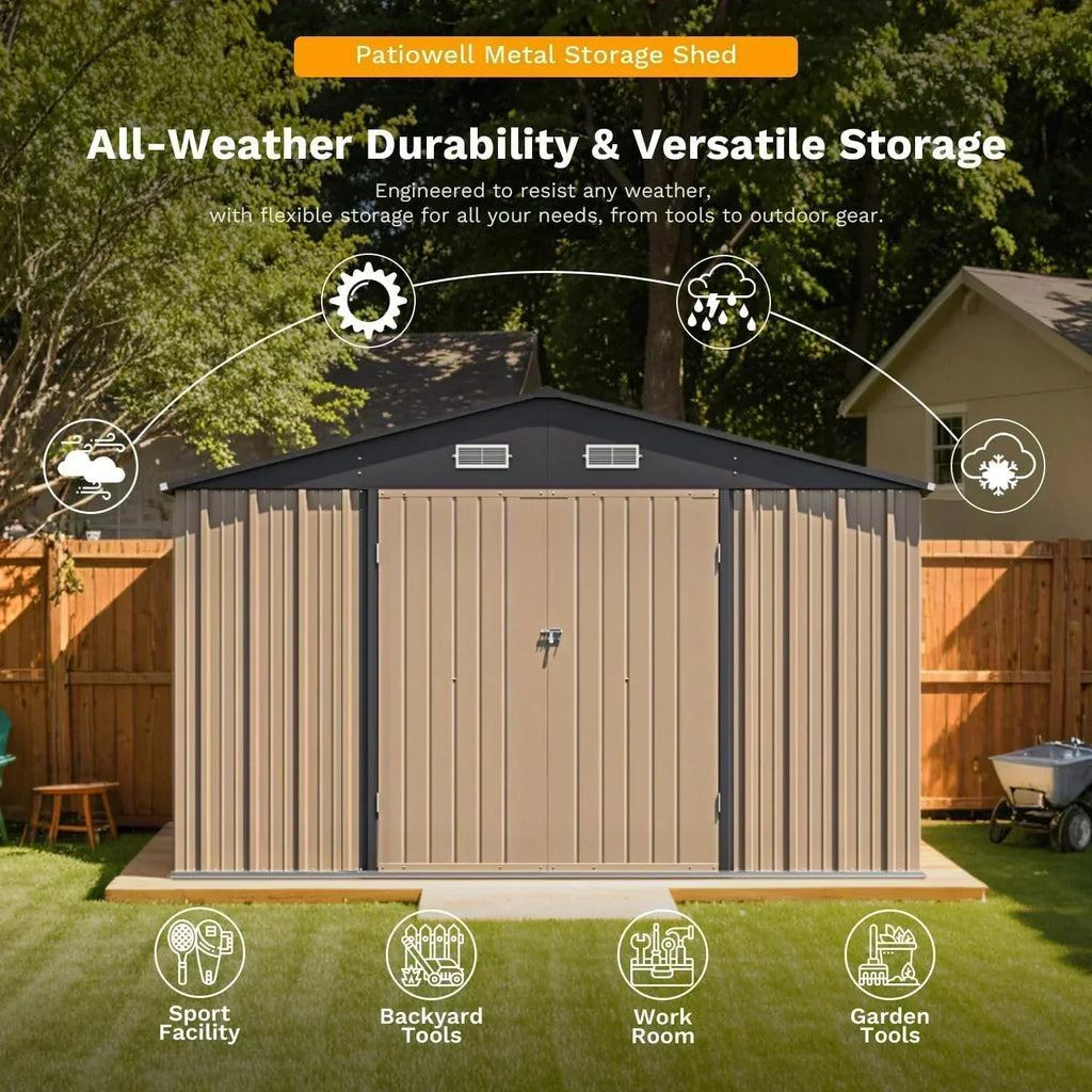 Patiowell 5x3 FT Outdoor Storage Shed Tool Shed with Sloping Roof and Lockable Door Metal Shed