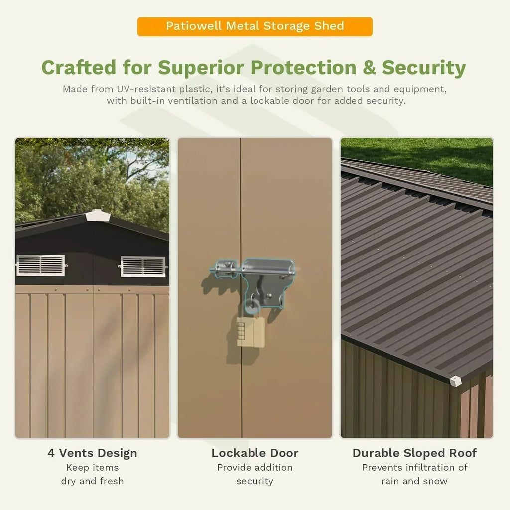 Patiowell 5x3 FT Outdoor Storage Shed Tool Shed with Sloping Roof and Lockable Door Metal Shed