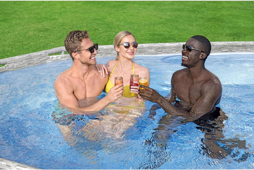 Power Steel Swim Vista Series II 14' x 8' 2 x 39.5 Above Ground Outdoor Swimming Pool Set
